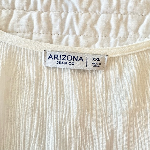 Arizona Jean Co Boho Peasant Blouse Ivory Lace Rayon Flowy Top XXL | Neutral 🤍 - Picture 6 of 9